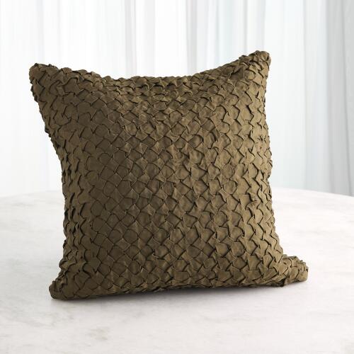 Diamond Ruche Pillow-Olive