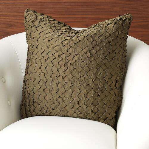 Diamond Ruche Pillow-Olive