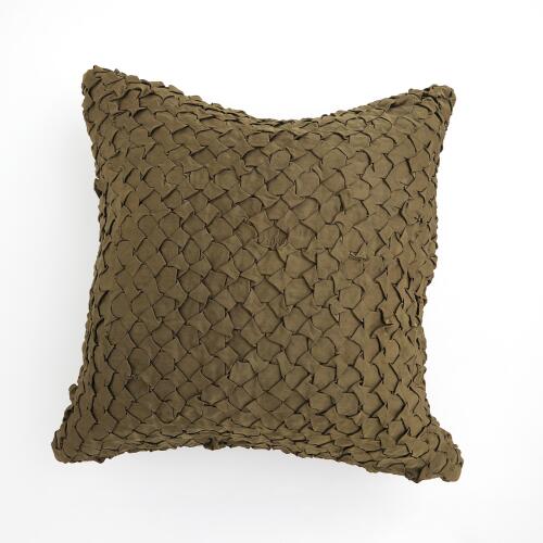 Diamond Ruche Pillow-Olive