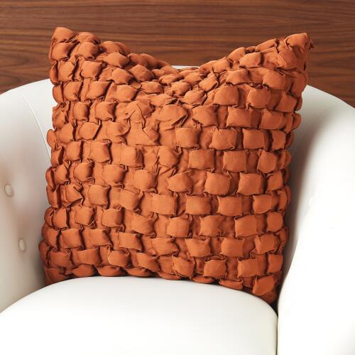 Silk Pillow-Square Ruche-Rust