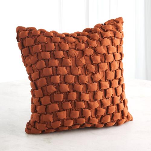 Silk Pillow-Square Ruche-Rust