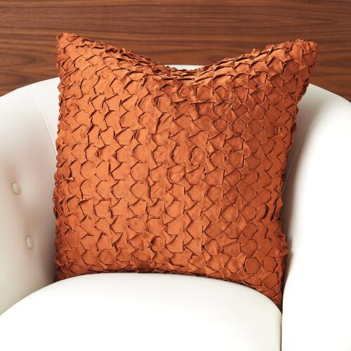 Diamond Ruche Pillow-Rust