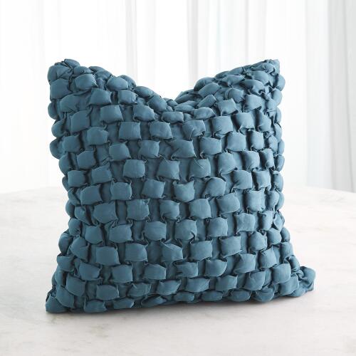 Silk Pillow-Square Ruche-Dusty Blue