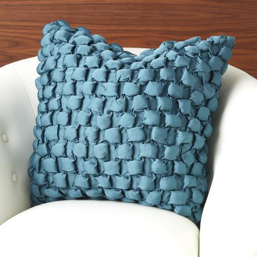 Silk Pillow-Square Ruche-Dusty Blue