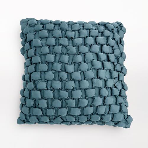 Silk Pillow-Square Ruche-Dusty Blue