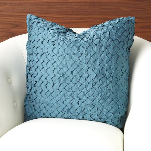 Diamond Ruche Pillow-Dusty Blue