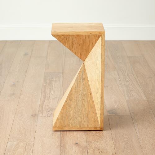 Asymmetrical Angle Side Table-Oak