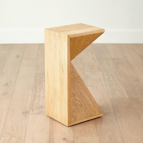 Asymmetrical Angle Side Table-Oak