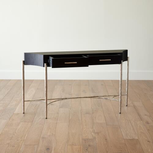 Breakfront Console-Black/Nickel