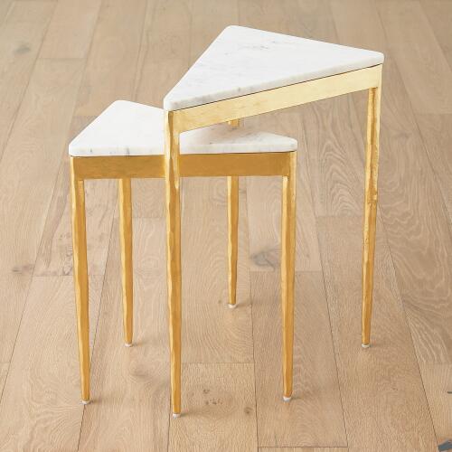 S/2 Triangular Nesting Tables-Gold Leaf