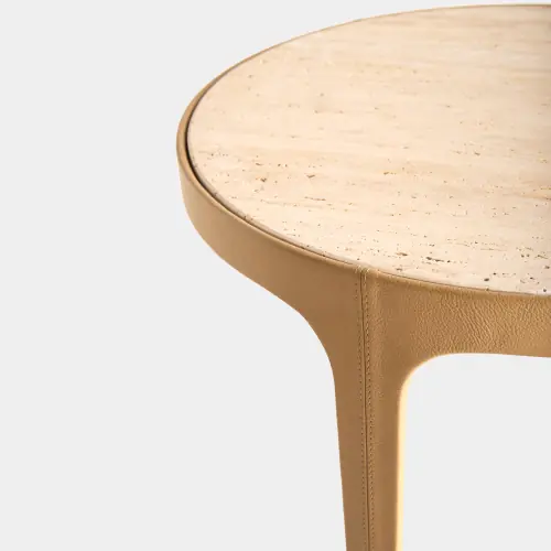 Avvolto Table-Camel/Travertine
