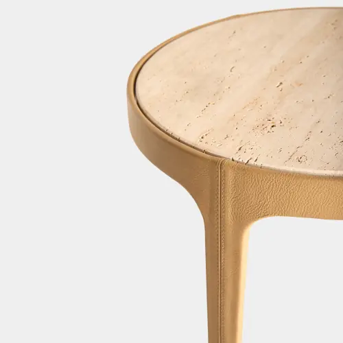 Avvolto Table-Camel/Travertine