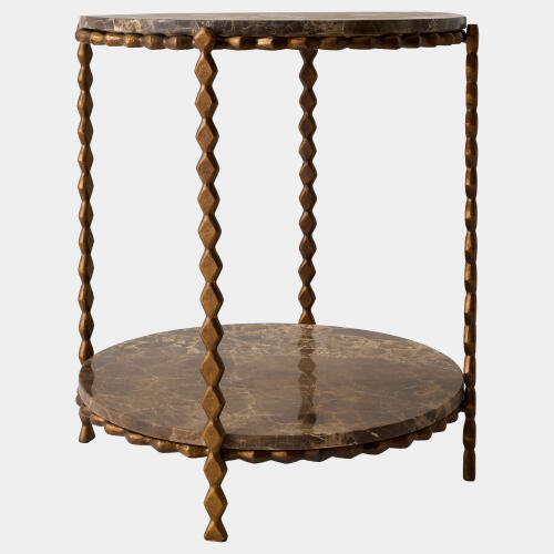 Pinkered Side Table-Brown