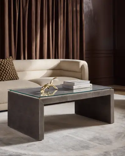Posh Cocktail Table-Gray Suede