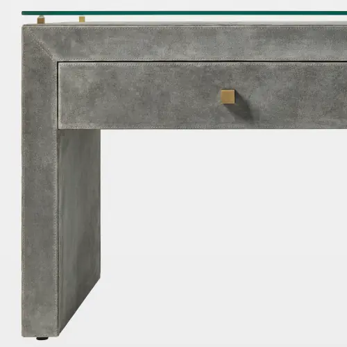 Posh Bedside Table-Gray Suede