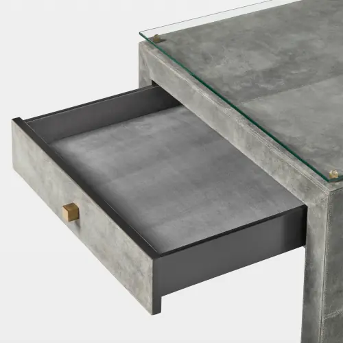 Posh Bedside Table-Gray Suede