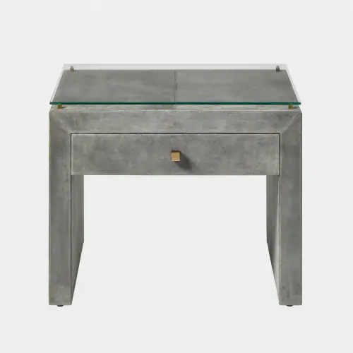 Posh Bedside Table-Gray Suede