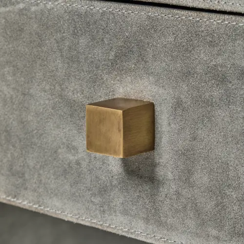 Posh Bedside Table-Gray Suede
