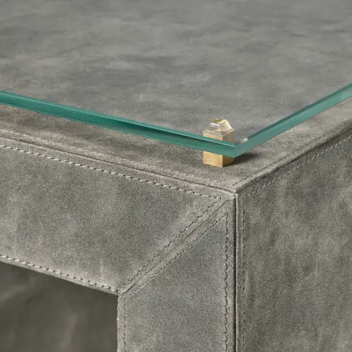 Posh Side Table-Gray Suede