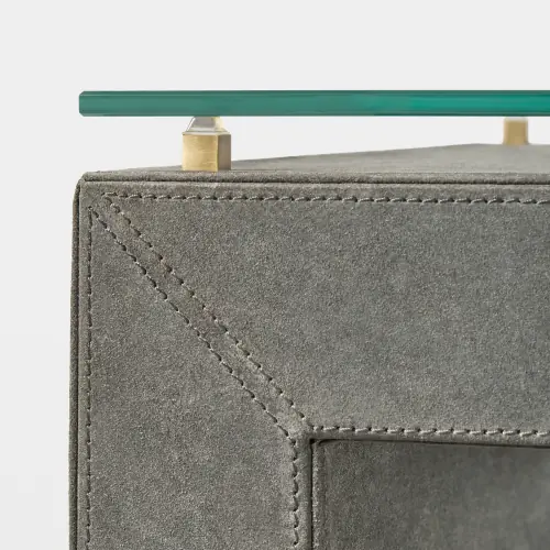 Posh Side Table-Gray Suede