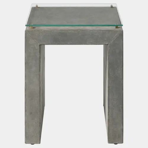 Posh Side Table-Gray Suede