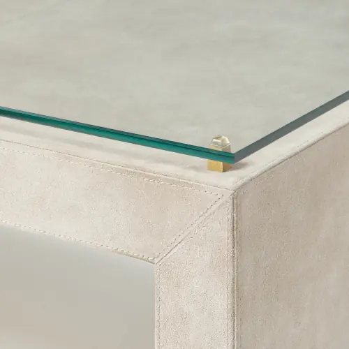 Posh Cocktail Table-Parchment Suede