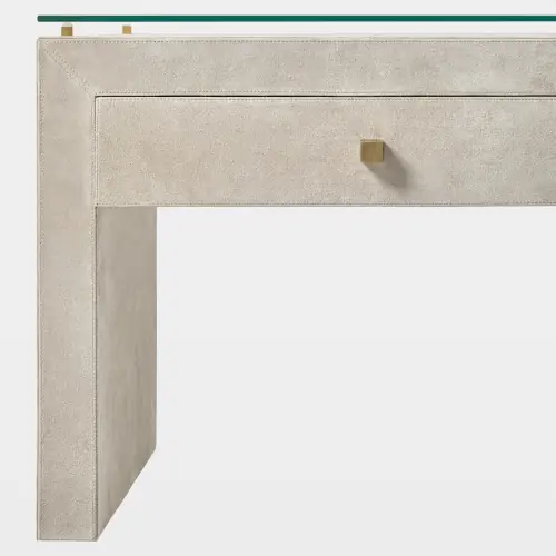 Posh Bedside Table-Parchment Suede