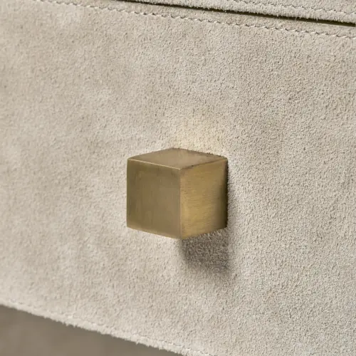 Posh Bedside Table-Parchment Suede