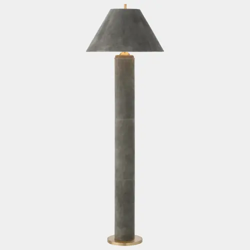 Posh Floor Lamp-Gray Suede