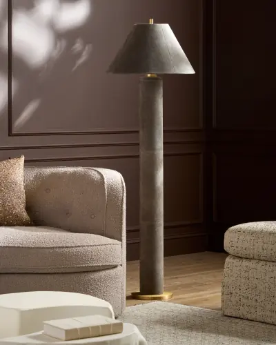 Posh Floor Lamp-Gray Suede