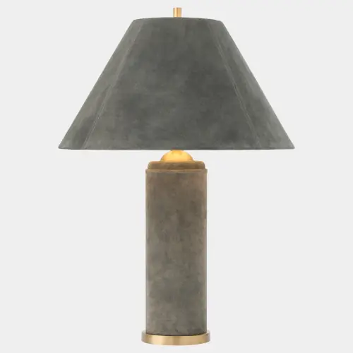 Posh Table Lamp-Gray Suede