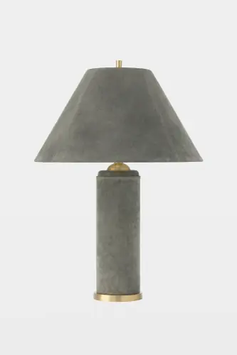 posh table lamp-gray suede