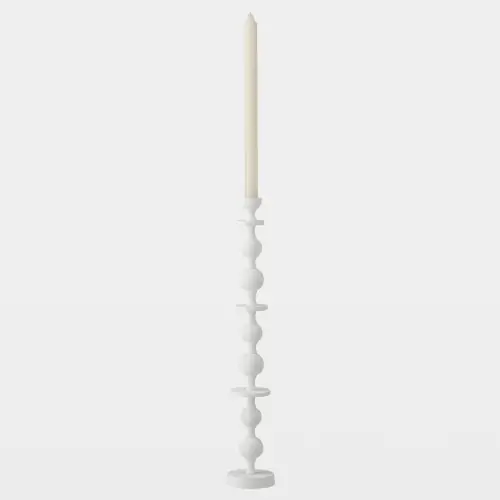 bobbin totem candlesticks-white