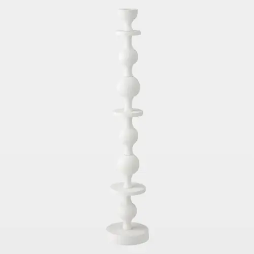 Bobbin Totem Candlesticks-White