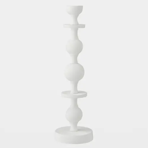 Bobbin Totem Candlesticks-White