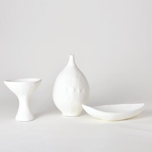 Modernist Low Bowl-White Plaster