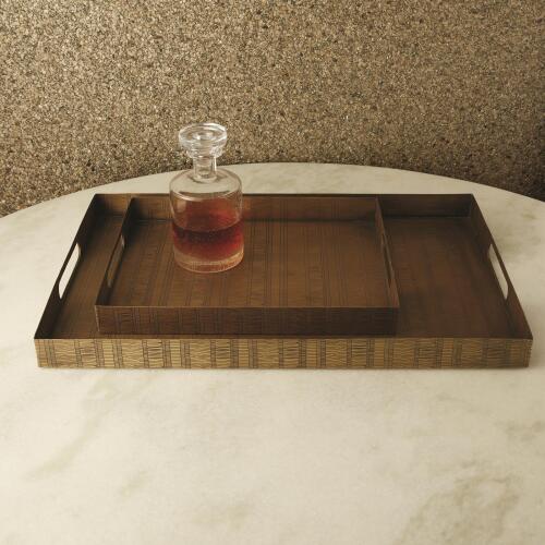 Kokoro Etched Rectangular Tray-Brass