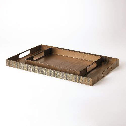 Kokoro Etched Rectangular Tray-Brass