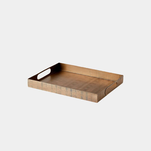 Kokoro Etched Rectangular Tray-Brass