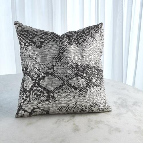 Shimmer Snake Skin Pillow-Silver