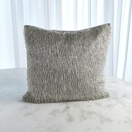 Shimmy Fringe Pillow-Silver