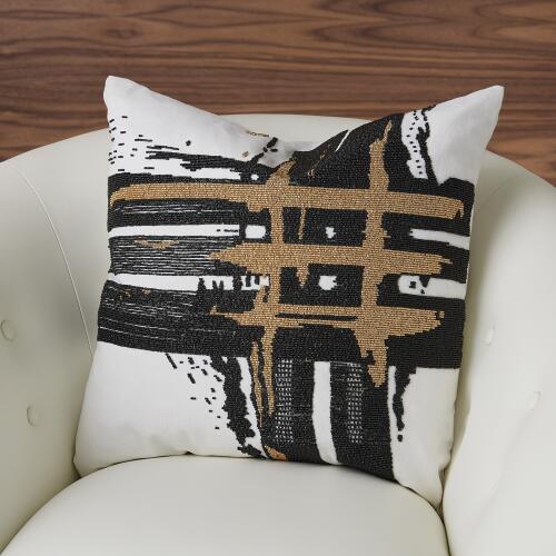Golden Triple Crosshatch Pillow