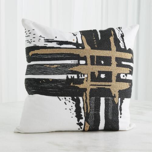 Golden Triple Crosshatch Pillow