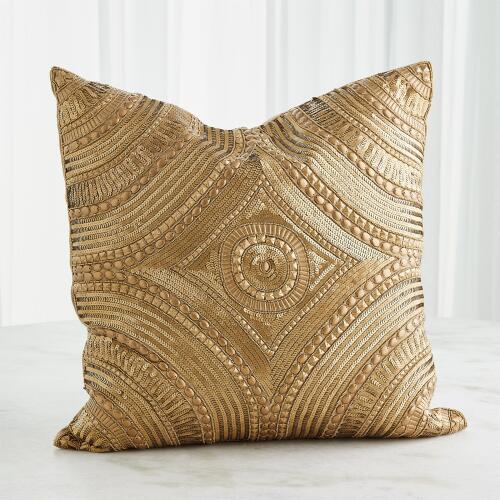 Roman Beaded Pillow-Gold