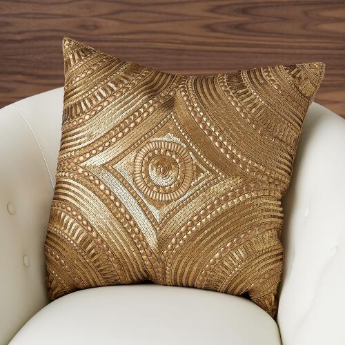 Roman Beaded Pillow-Gold