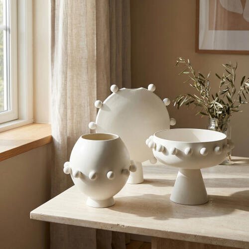 Aila Footed Bowl-Ivory