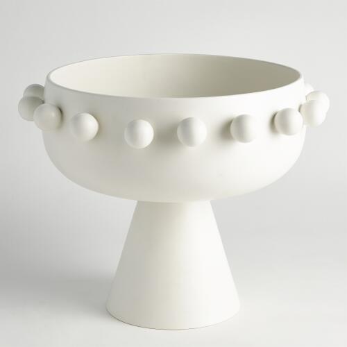 Spheres Collection Footed Bowl-Ivory