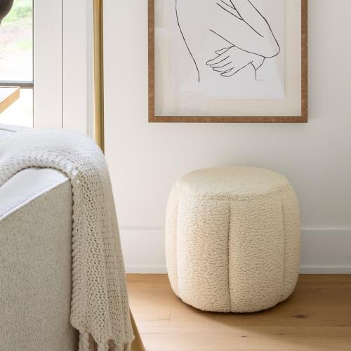 Tuffet Ottoman-Sheepskin-Natural