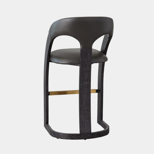 Delia Barstool-Ebony Cerused-Graphite Leather