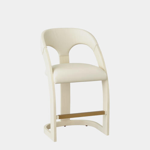 Delia Counter Stool-Antique White-Milk Leather